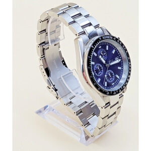 EON 1962 Men’s Chronograph Watch Blue Sunray Dial, Stainless Steel, Quartz VTG